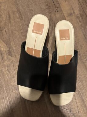 Dolce Vita Black and Cream Slide Mules